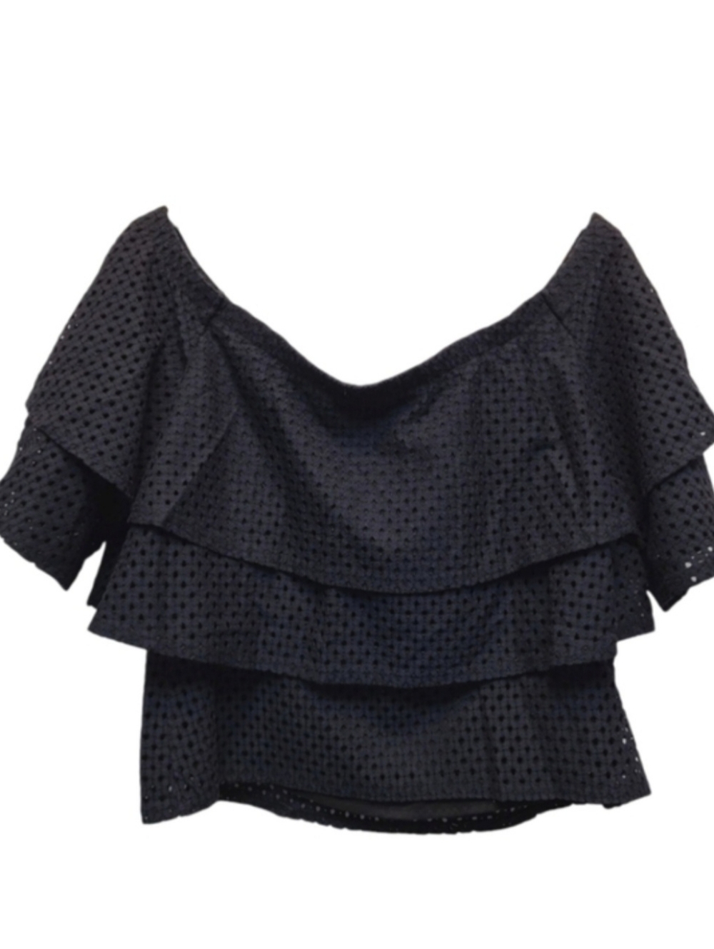 Banana Republic Navy Blue Ruffled Crop Blouse - Size XS